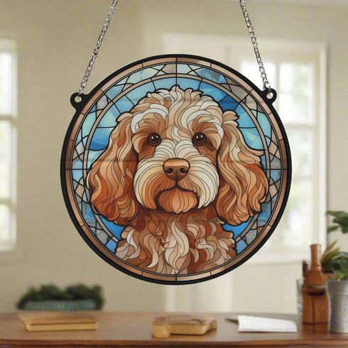 Cockapoo Golden Stained Glass Effect Suncatcher